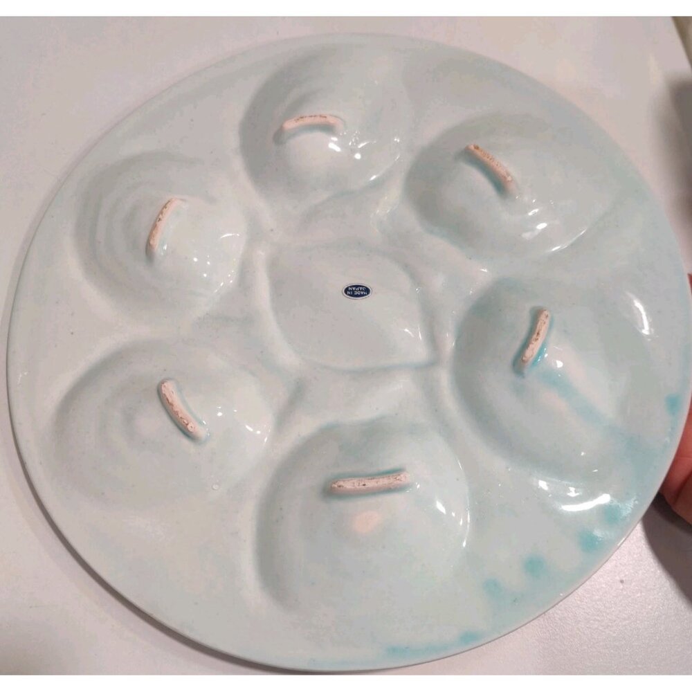 2 Vintage MCM Majolica Pottery Lemon Wedge Oyster Plates 1950-70's Japan READ - Picture 10 of 13